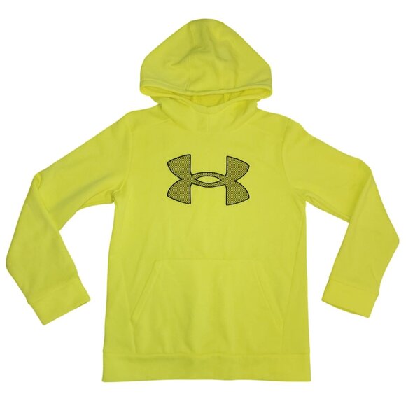 Boy's Under Armour Neon Highlighter Yellow Hoodie Pullover Medium Jacket - Picture 1 of 8